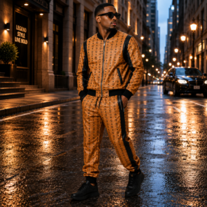 Luxury MCM Leather Tracksuit for Men | Premium Streetwear Two Piece Set