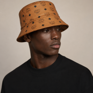 MCM Designer Inspired Brown Bucket Hat | Luxury Monogram Print Hat | Unisex Streetwear Bucket Cap | Fashion Summer Hat for Men & Women